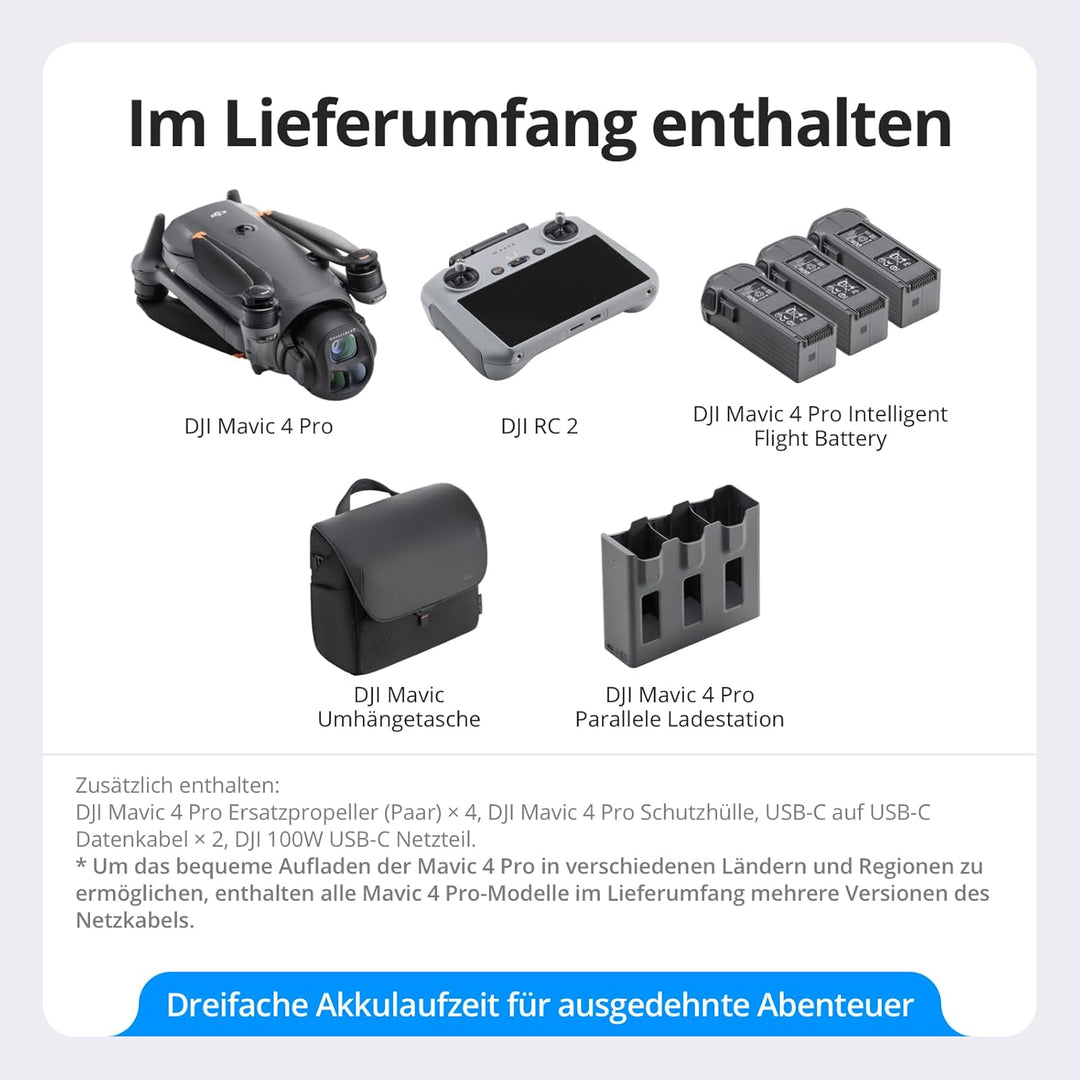 DJI Mavic 4 Pro Fly More Combo, Drohne mit DJI RC 2, Flaggschiff Triple Kamera Drohne mit 100 MP 4/3
