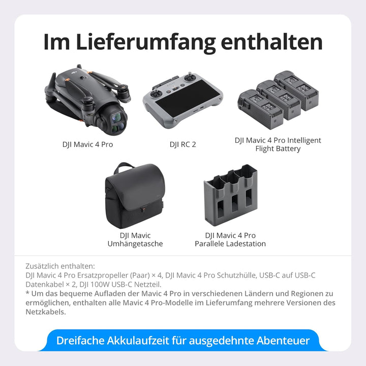 DJI Mavic 4 Pro Fly More Combo, Drohne mit DJI RC 2, Flaggschiff Triple Kamera Drohne mit 100 MP 4/3