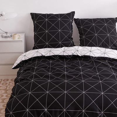 Luofanfei Bettwäsche 155x220 Schwarz Weiss Kariert Muster Aesthetic Modern Karierte Bettwäsche Set S