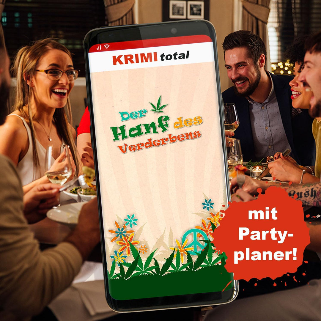 Der Hanf des Verderbens | Krimidinner für zu Hause | 8-9 Personen | Flowerpower, 60er Jahre