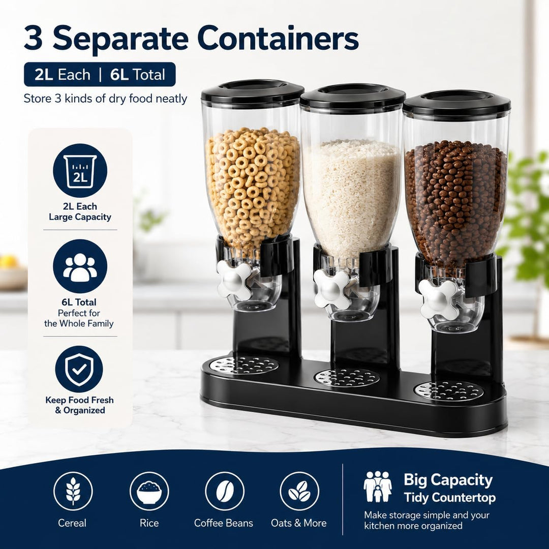 Müslispender Getreidespender Luftdichter Behälter 3x2L für Küche