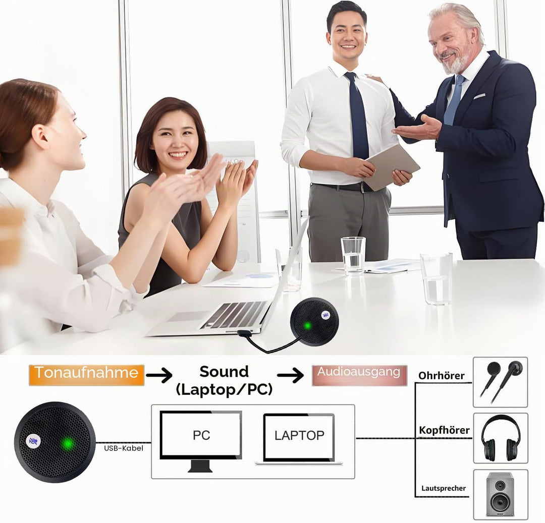 USB Mikrofon, Desktop PC Mikrofon, Stummschalttaste mit LED-Anzeige, Geräuschunterdrückung, Omnidire