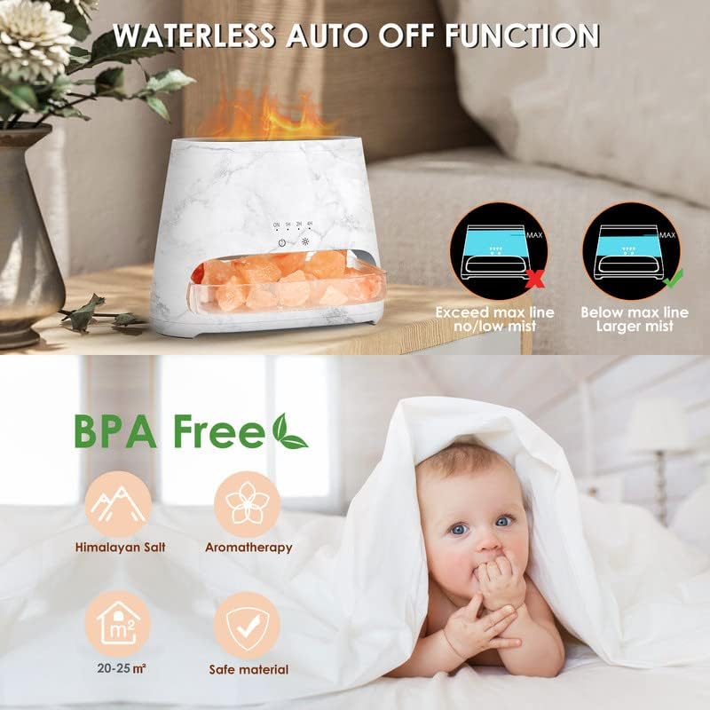SALKING 2-in-1 Aroma Diffuser & Salt Range Pakistan Leuchte, Flammeneffekt Diffusor für ätherische Ö