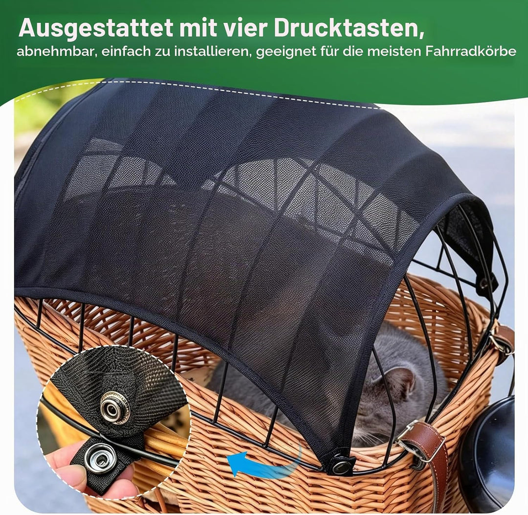 Fahrradkorb Abdeckung, atmungsaktives Sonnensegel für Hundefahrradkorb hinten, Wind und staubdicht,