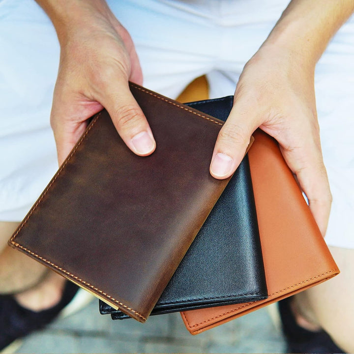 Polare Reisepasshülle für Damen und Herren, RFID-blockierend, aus Leder, Schwarz, Large, RFID-blocki