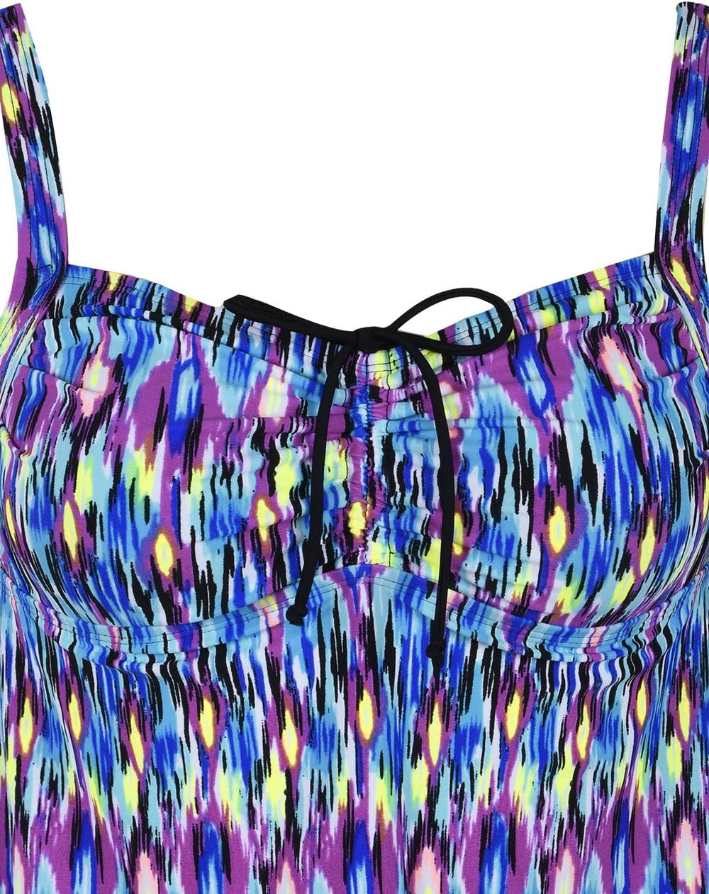 Hilor Damen Retro-Kordelzug mit rüschen besetzten Halter floral Tankini Set Two Badeanzug 24 blau po