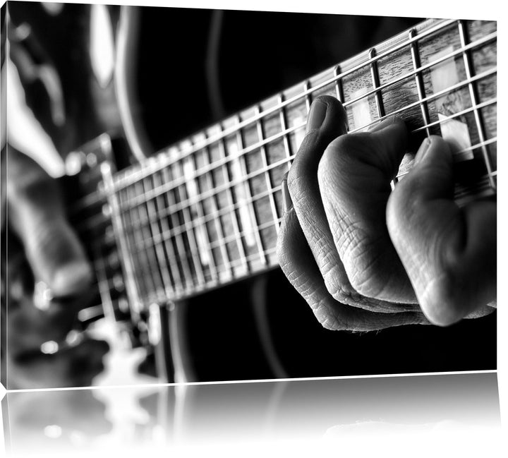 Pixxprint Gitarre Spielen / 100x70cm Leinwandbild bespannt auf Holzrahmen/Wandbild Kunstdruck Dekora
