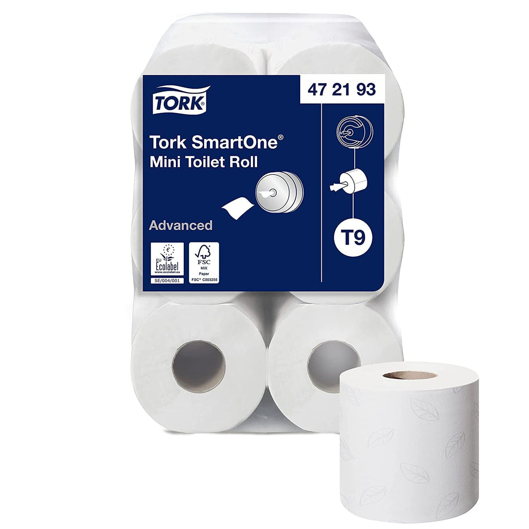 Tork SmartOne Mini Toilettenpapier Weiss T9, Advanced, 2-lagig, 12 × 620 Blatt, 472193 Single, Singl