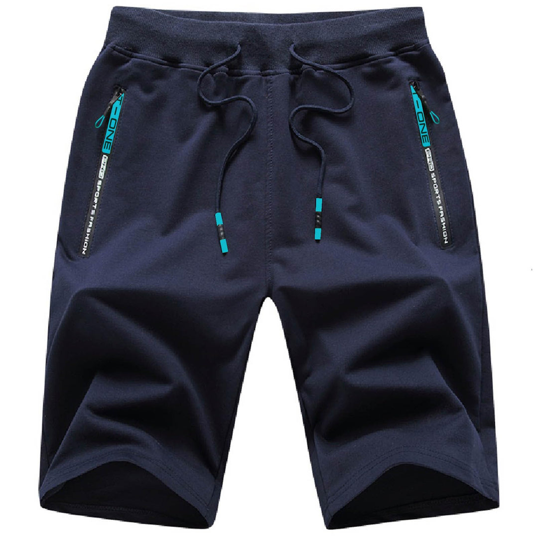 JustSun Herren Shorts Kurze Sporthose Baumwolle Stretchstoff mit Reissverschluss, S A Blau
