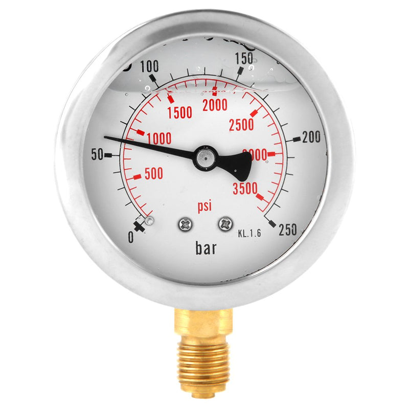 Manometer 0-250Bar 0-3750PSI G1/4 63mm Zifferblatt Hydraulische Wasserdruckanzeige Meter