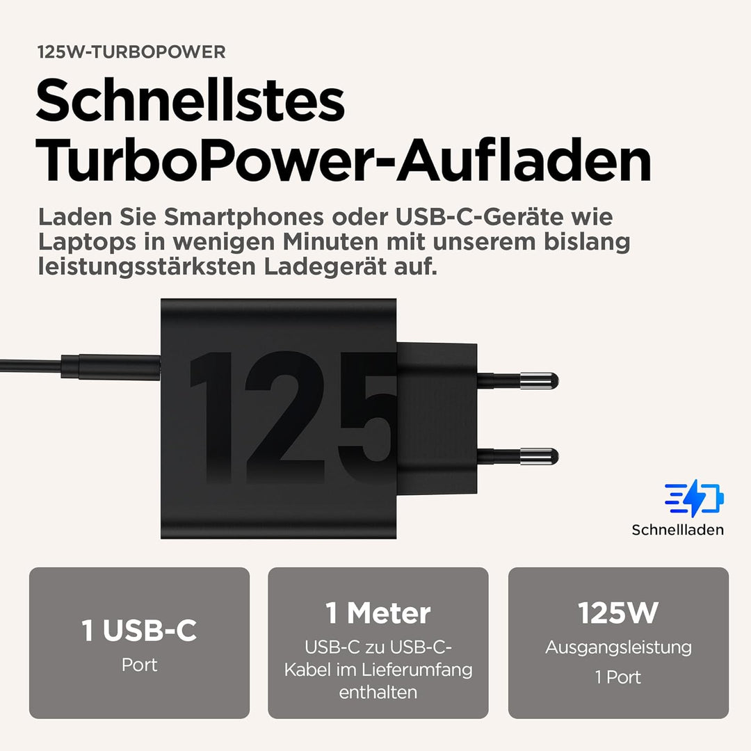 Motorola Turbopower 125W Duo-Port Universal Black Ac Fast, PG38C06280 125W-Ladegerät, 125W-Ladegerät