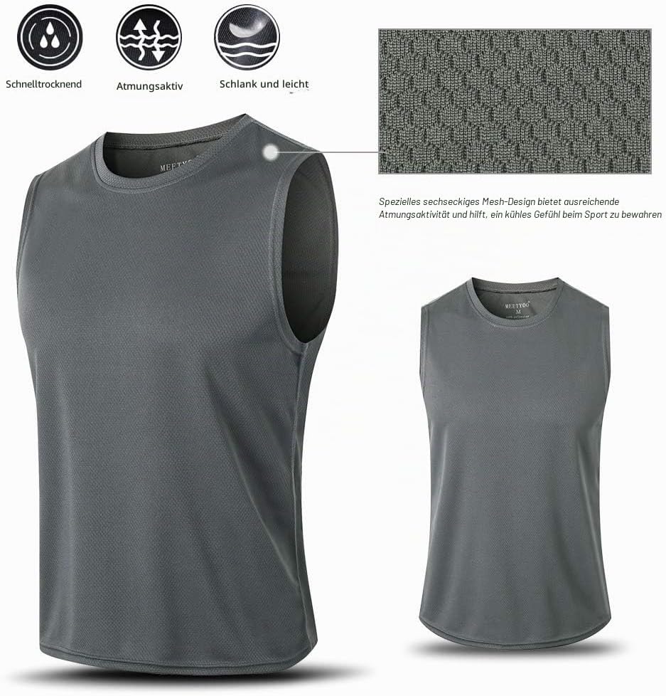 MEETYOO Tank Top Herren, Achselshirts Sport Ärmelloses Shirt Unterhemd Fitness Sleeveless Tshirt für