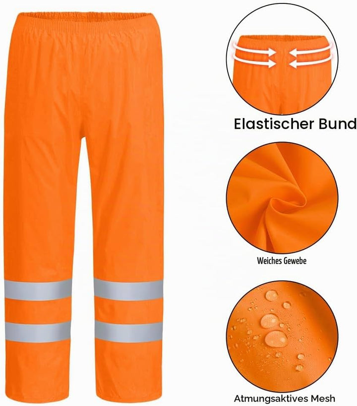 Leichte Regenhosen Herren Damen Orange/Regen Warnschutzhose Winddichte Outdoorhose für Fahrrad Trekk