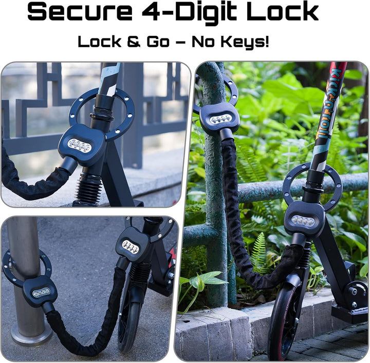 Todeco E Scooter Schloss mit Zahlencode, 8mm Dicke Kettenschloss, Handschellenschloss Fahrradschloss