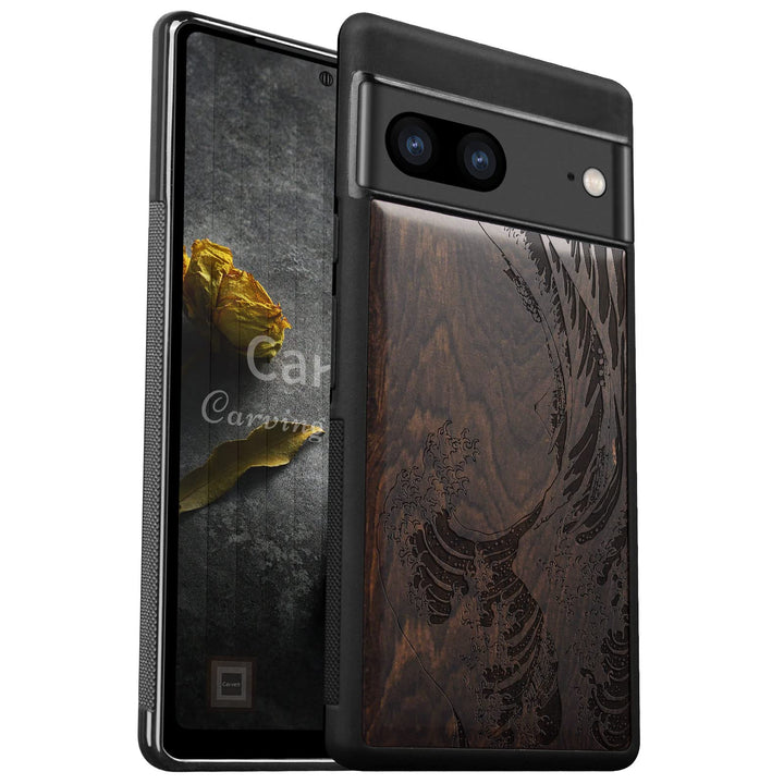 Carveit Handyhülle für Google Pixel 7 Case [Holz und TPU Silikon Hybrid hülle] Stossfeste Stossstang