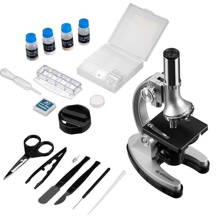 Bresser junior Mikroskop-Set Biotar (300x-1200x mit umfangreichen Zubehör und batteriebetriebener Du