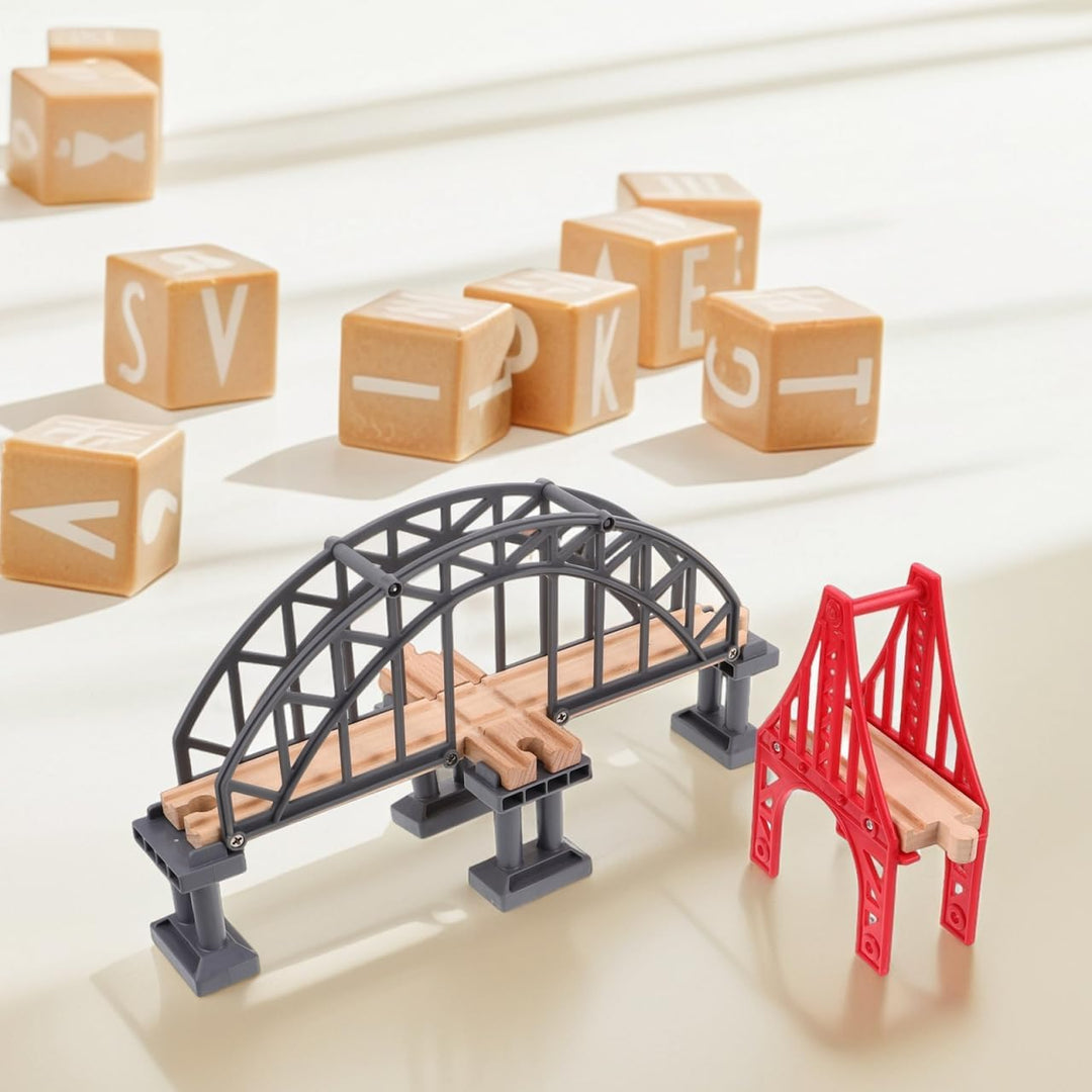 UPKOCH 2stücke Holz Eisenbahnbrücke Spielzeug Zug Brücke Für Holzgleise Modellbahn Zubehör Bausatz E