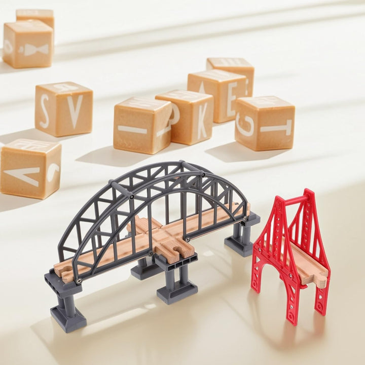 UPKOCH 2stücke Holz Eisenbahnbrücke Spielzeug Zug Brücke Für Holzgleise Modellbahn Zubehör Bausatz E
