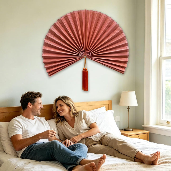 Wanddekoration, handgefertigter Bambus, dekorativer Wandventilator, Boho-Stil, Kopfteil, Wanddekorat
