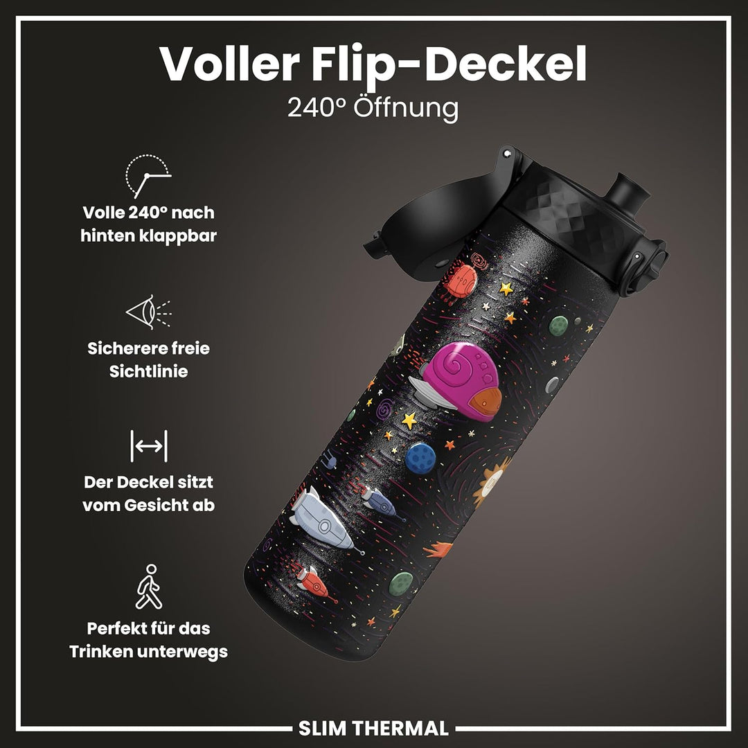 ion8 Vakuumisolierte Edelstahl-Trinkflasche, 500 ml, Auslaufsicher, Einhandöffnung, Sichere Verriege