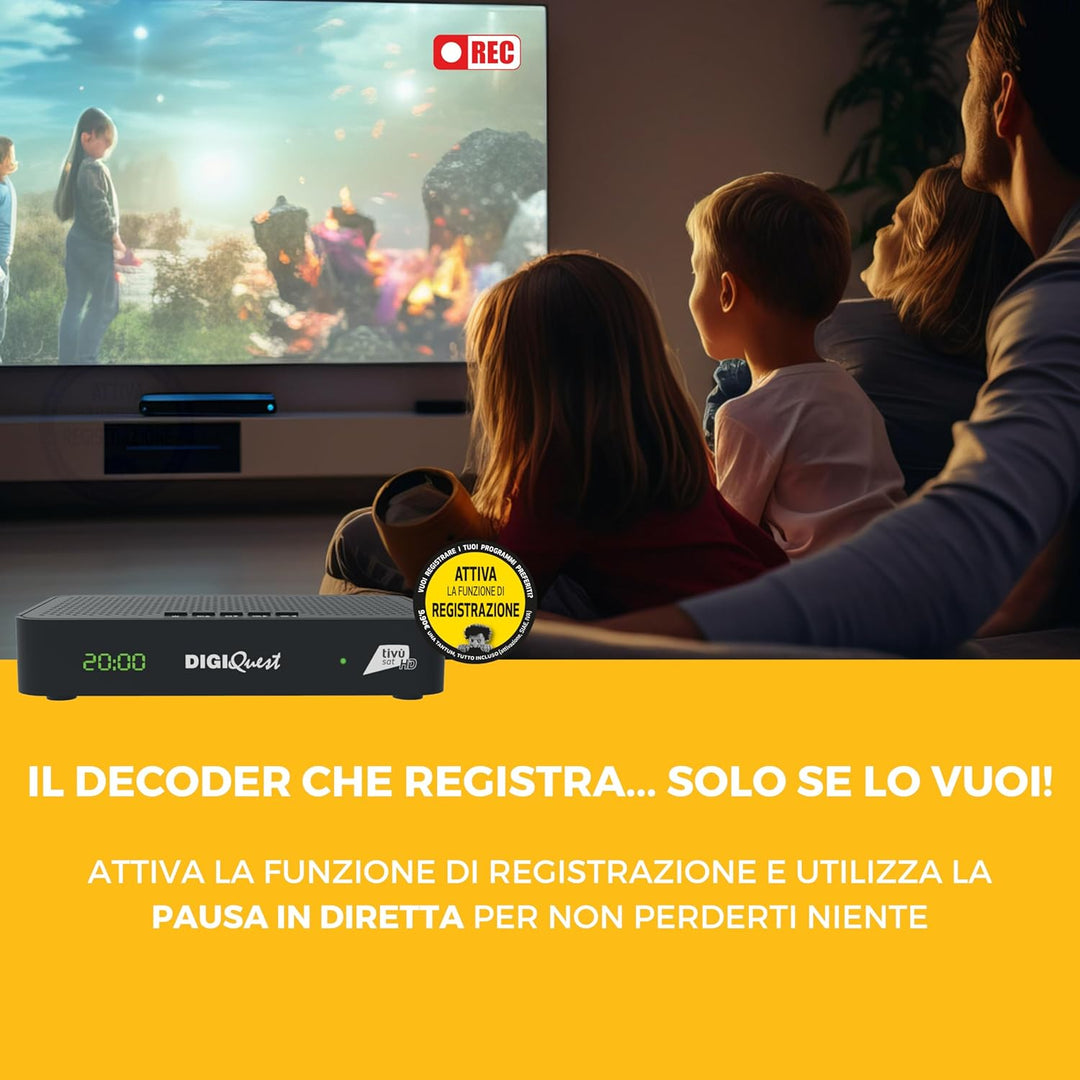 DIGIQUEST Combo-Decoder tivùsat Maximo | DVB-S2 und DVB-T2 | 2-in-1-Fernbedienung | tivùsat-Smartcar