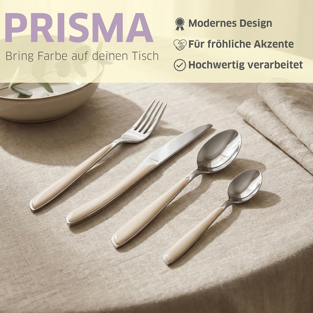 Kuppels Prisma Besteck Set für 6 Personen aus Edelstahl poliert | Besteckset 24-teilig | Hochwertige