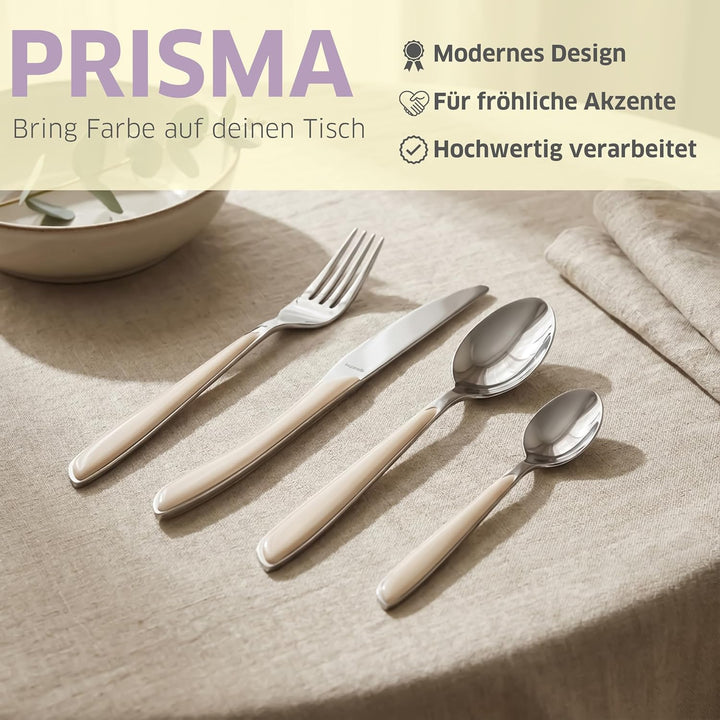 Kuppels Prisma Besteck Set für 6 Personen aus Edelstahl poliert | Besteckset 24-teilig | Hochwertige