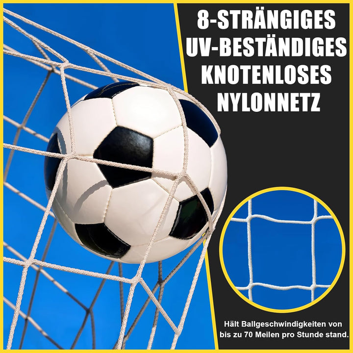 Fussballtor Outdoor [180cm/240cm/365cm], Faltbares Fussballtor Garten & Training mit Koordinationsle