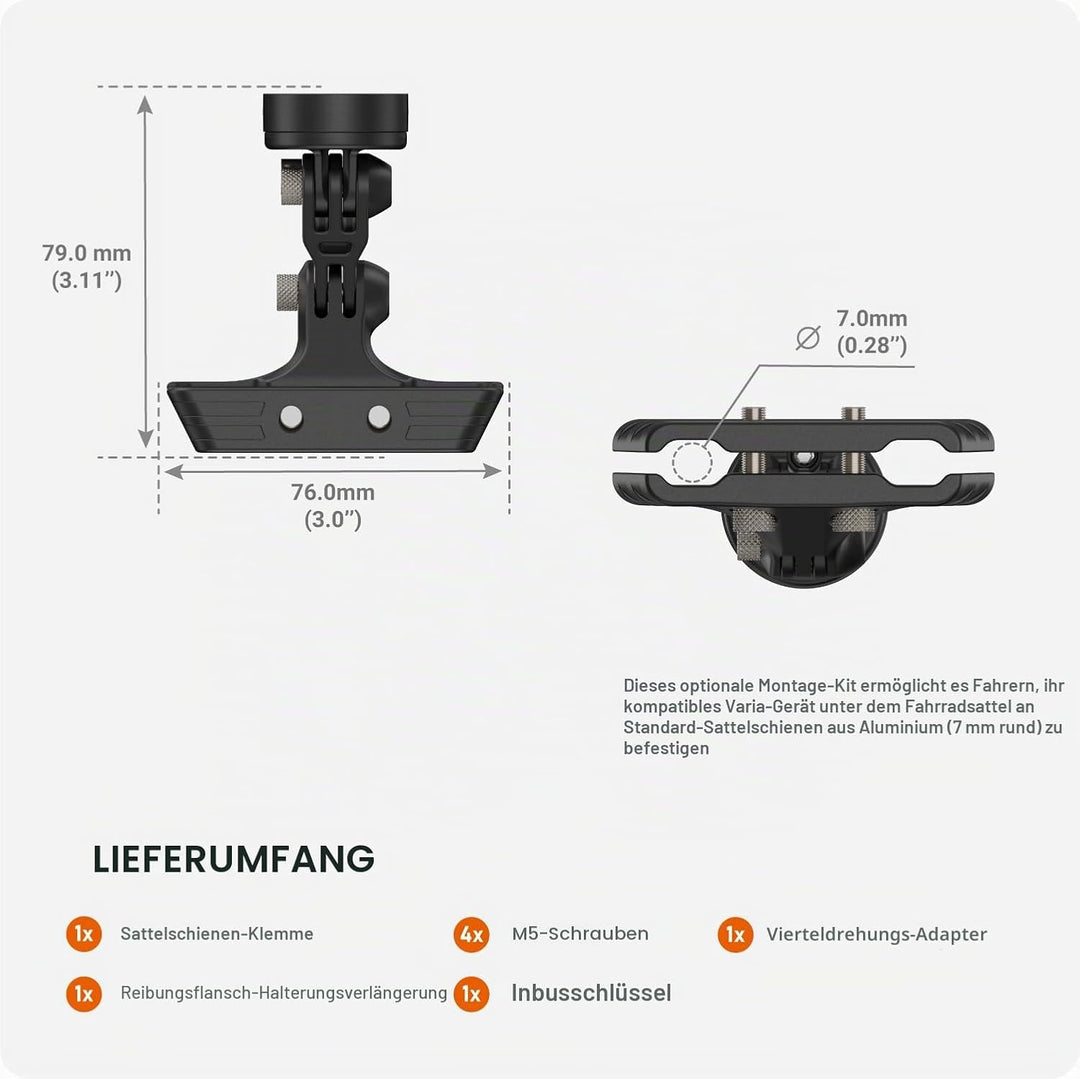 TUSITA Sitzschienen Halterung Kit Kompatibel mit Wahoo TRACKR Radar