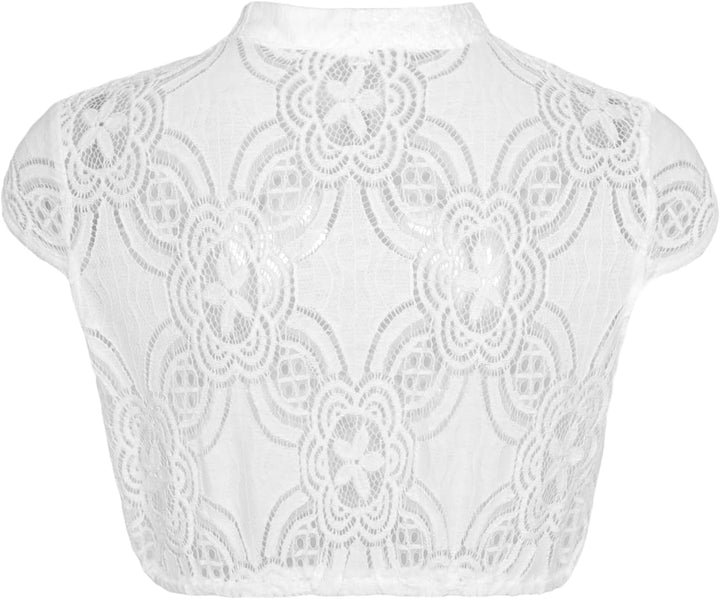 Dirndlparty Dirndlbluse Flügelärmel, Damen Mandarinkragen Dirndl Bluse Oktoberfest Trachtenbluse Cre