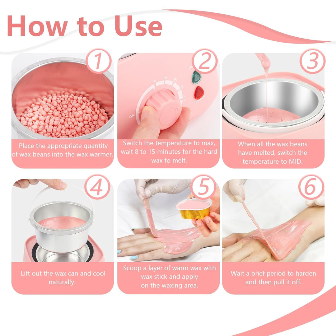 LWMTT Waxing Set 500ml Warmwachs Haarentfernung mit 400g Wax- Professionelle Wachsmaschine mit abneh