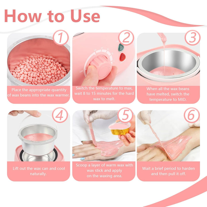 LWMTT Waxing Set 500ml Warmwachs Haarentfernung mit 400g Wax- Professionelle Wachsmaschine mit abneh