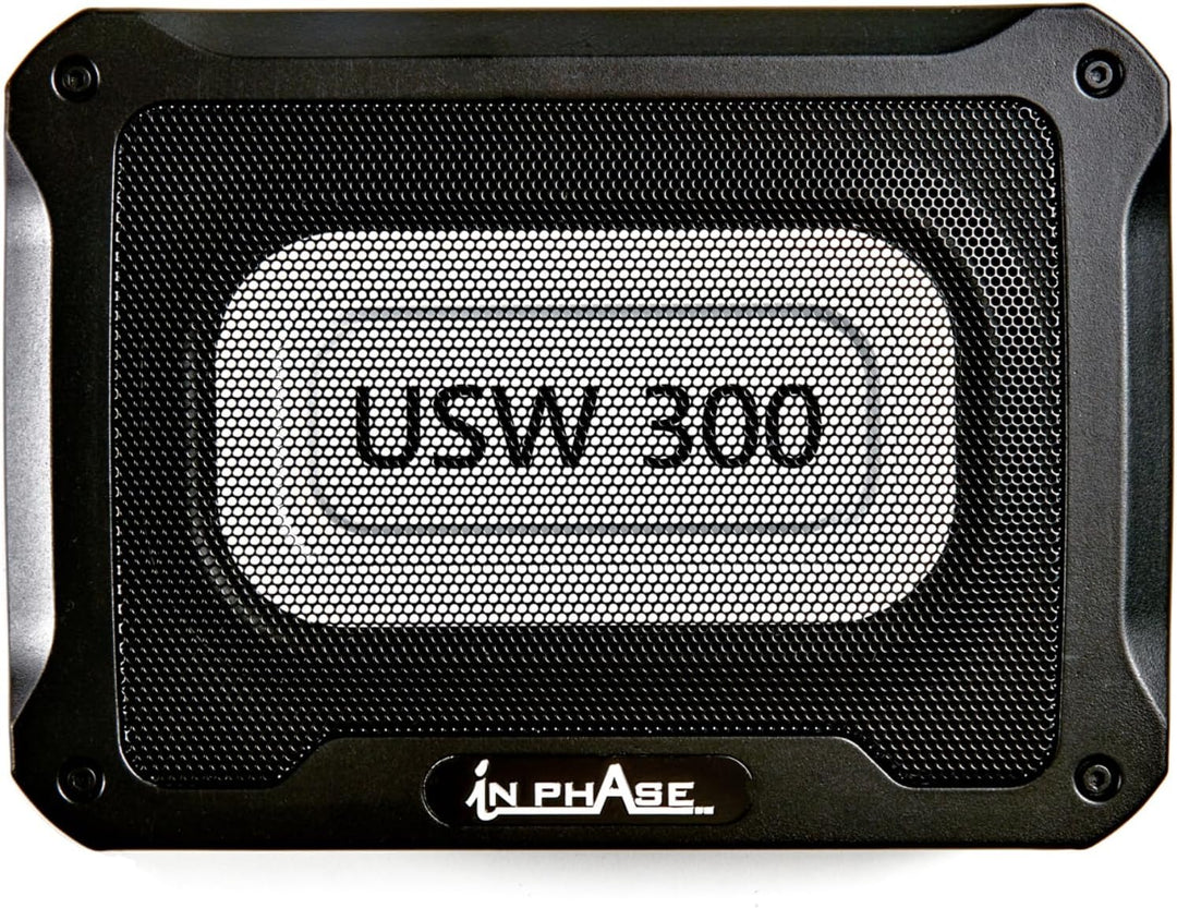 In Phase Car Audio USW300 300 W Ultraflaches, kompaktes aktives Subwoofersystem für den Untersitz, A