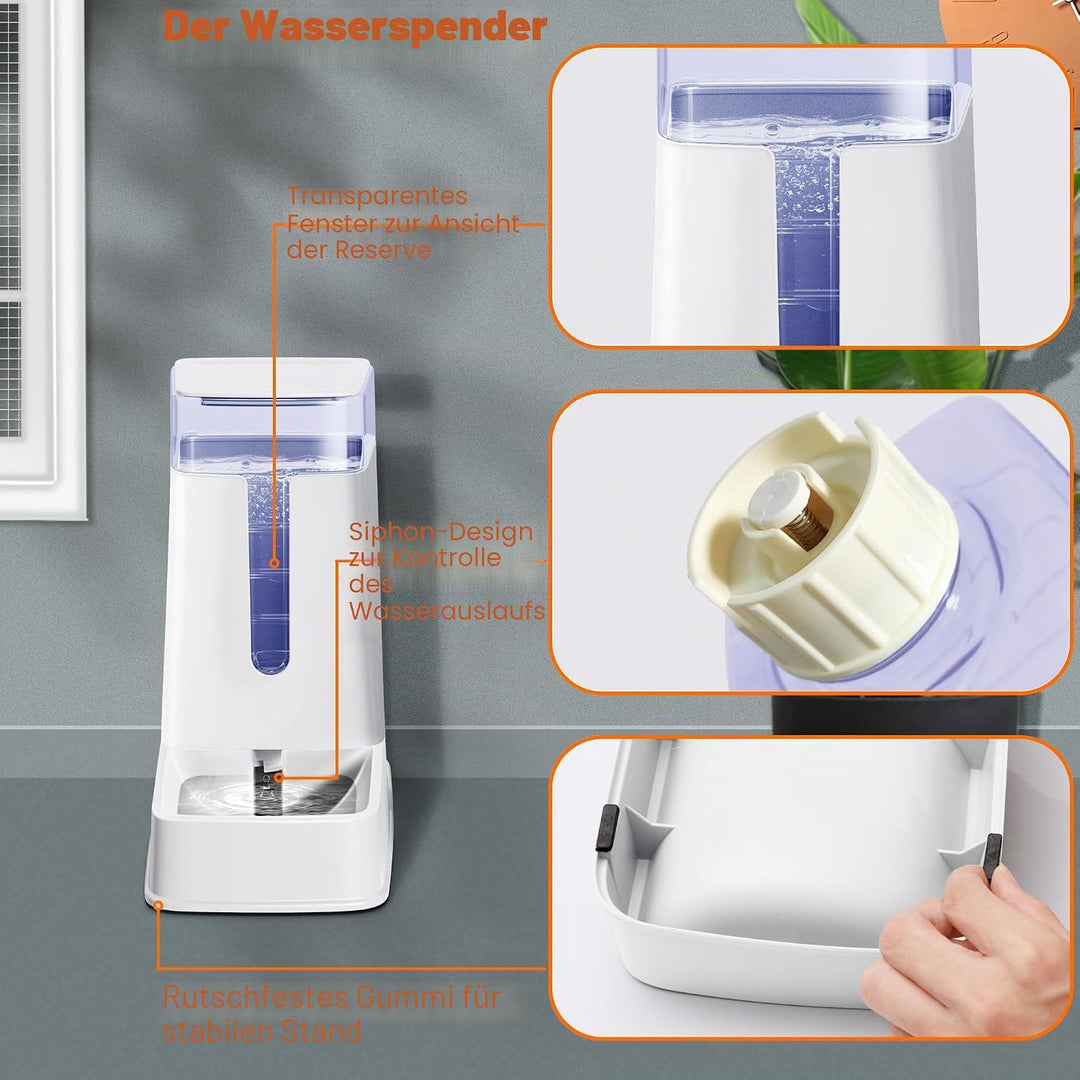 Automatischer Futterspender für Hunde und Wasserspender, Weiss