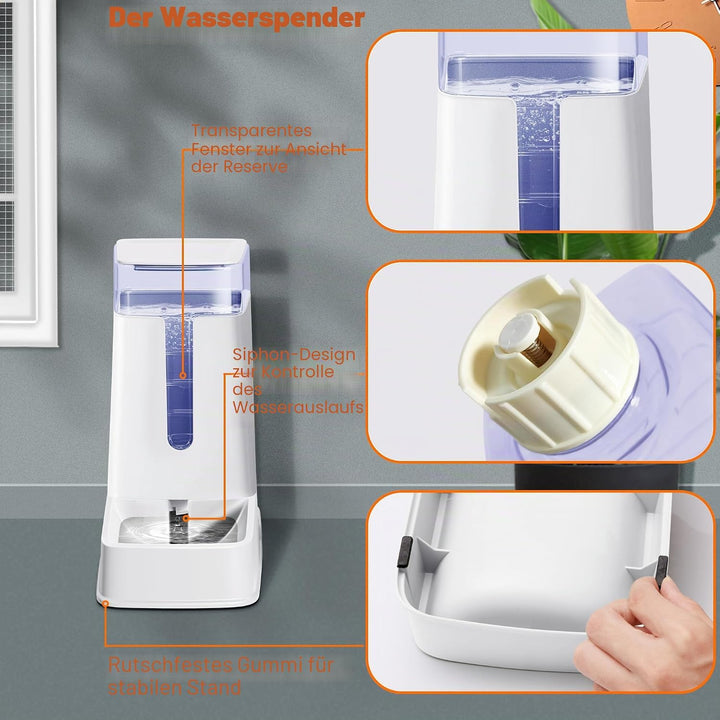 Automatischer Futterspender für Hunde und Wasserspender, Weiss