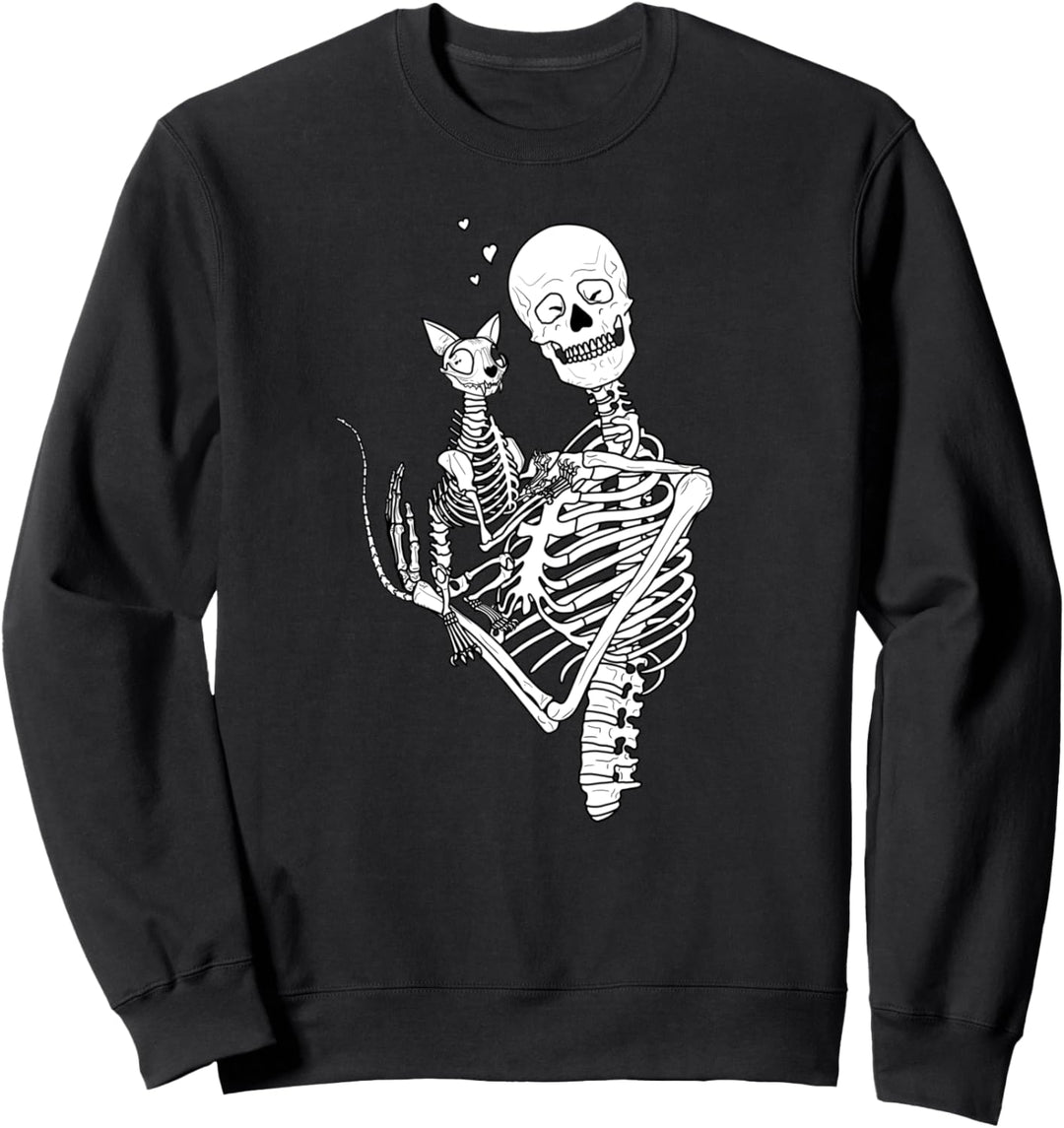 Skelett Katze Liebe Sweatshirt