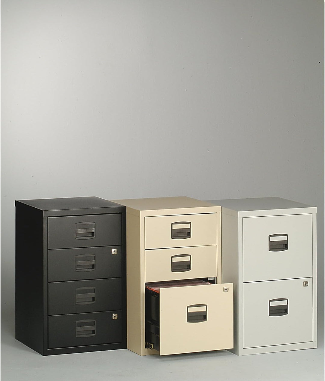 Bisley Home mobiler Beistellschrank PFA, 3 Universalschubladen, Metall, 355 Silber, 40 x 41.3 x 52.8