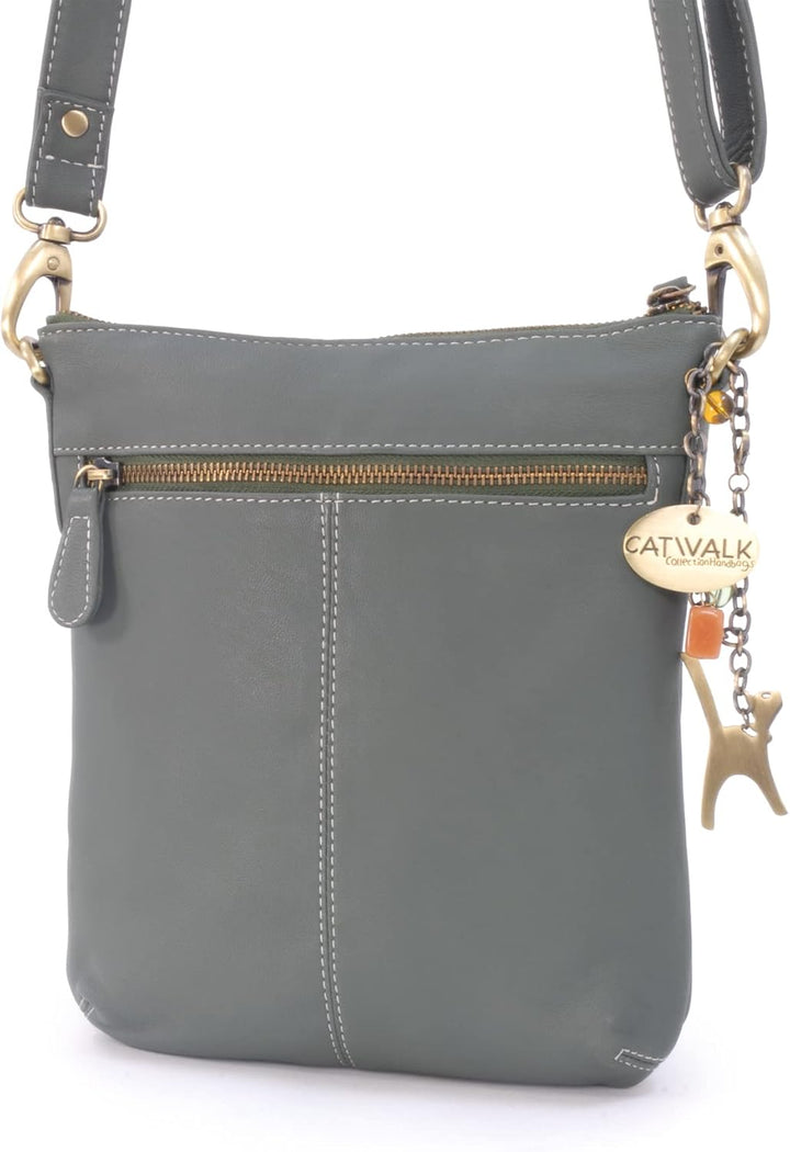 Catwalk Collection Handbags - Leder - Umhängetasche/Schultertasche - LAURA Grün, Grün