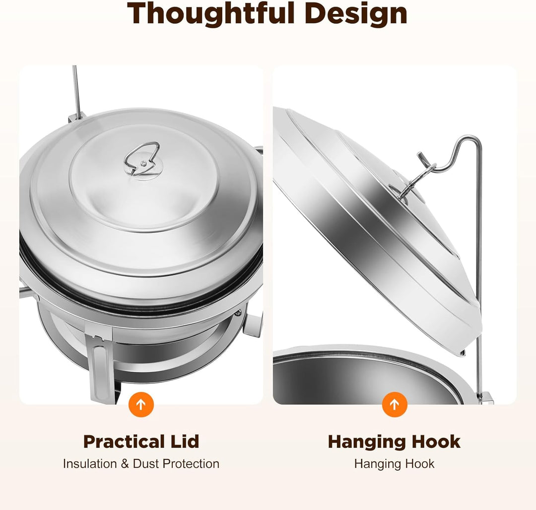 Warmhaltebehälter Essen,Edelstahl Chafing Dish,Speisenwärmer Edelstahl Chafing Dish + Deckel für Cat