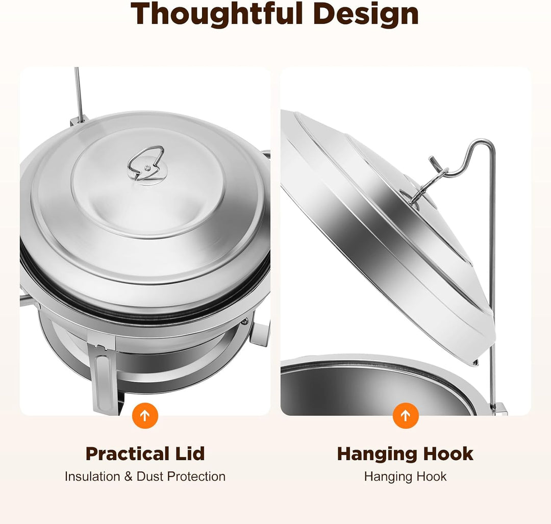 Chafing Dish 7,5 L Edelstahl Rund Warmhaltebehälter für Buffet Catering | 7,5 L Fassungsvermögen · 4