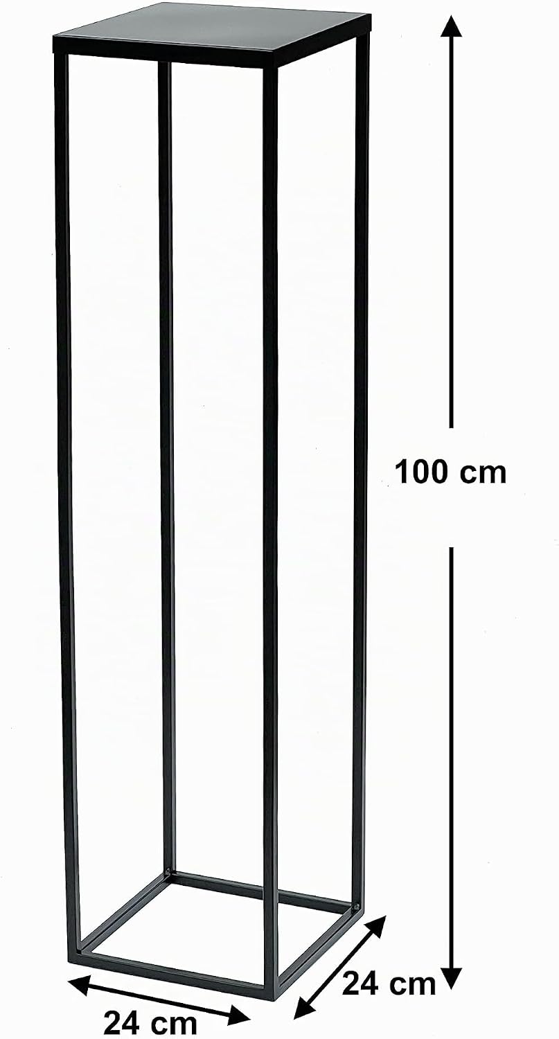 DanDiBo Blumenhocker Metall Schwarz 100 cm Eckig Blumenständer Beistelltisch FRA-006 Blumensäule Mod