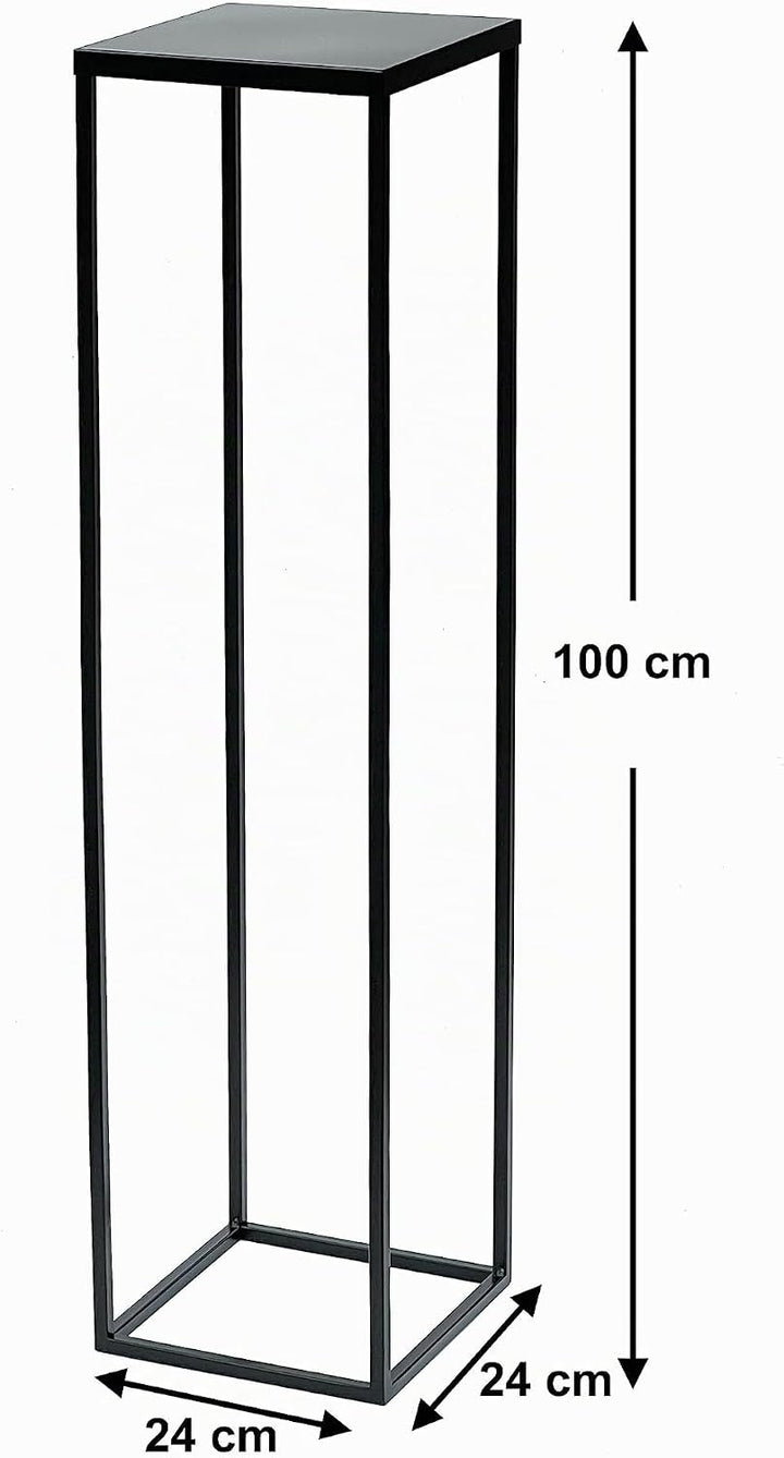 DanDiBo Blumenhocker Metall Schwarz 100 cm Eckig Blumenständer Beistelltisch FRA-006 Blumensäule Mod