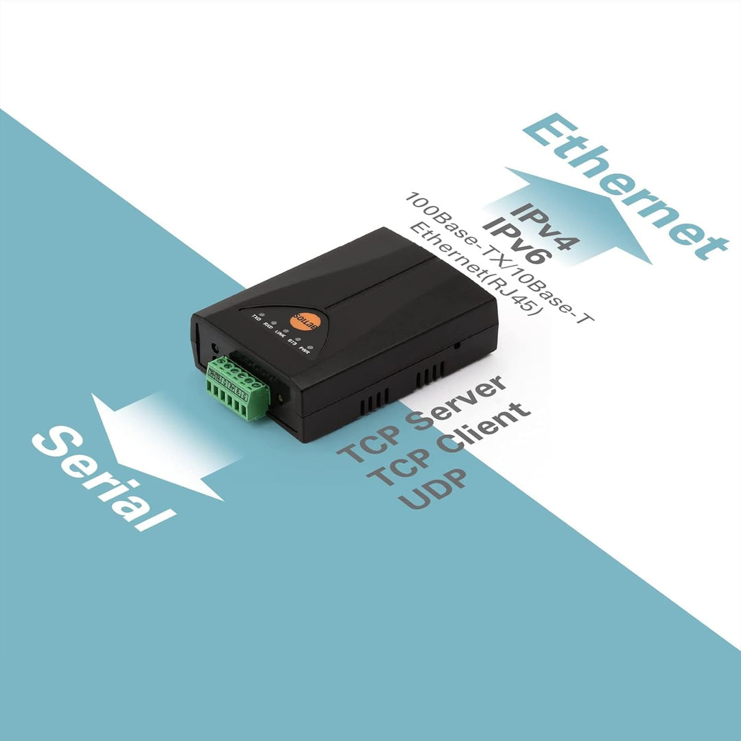 SOLLAE SYSTEMS Industrieller Seriell-zu-Ethernet-Konverter, RS422/RS485, TCP, UDP, Geräteserver, CSE