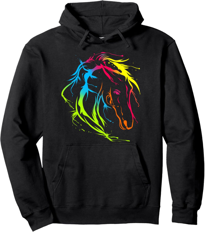 Bunter Pferdekopf für Reiter und Tierfreunde Pullover Hoodie