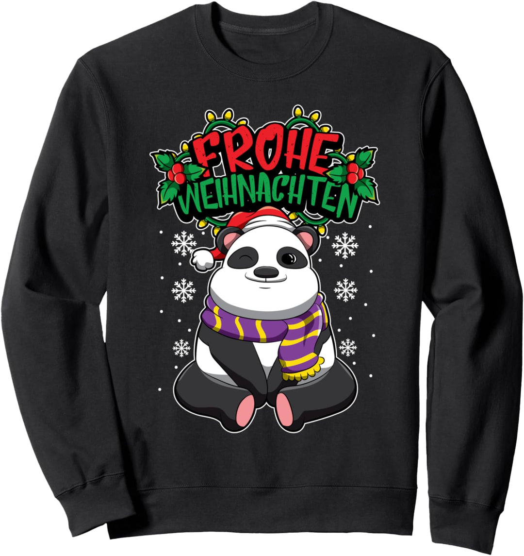 Frohe Weihnachten - Weihnachtstiere - Panda Pandabär Sweatshirt