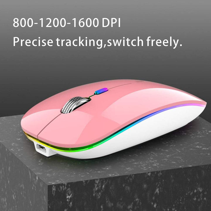 Uiosmuph Bluetooth Maus Kabellose, LED Funkmaus wiederaufladbar Leise Wireless Mouse 2.4GHz Kabellos