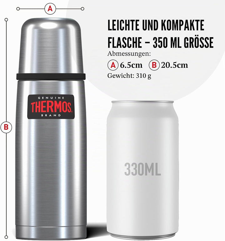 Thermos 4019.205.035 Isolierflasche Light and Compact, 0,35 L, edelstahl mattiert Edelstahl 350 ml,