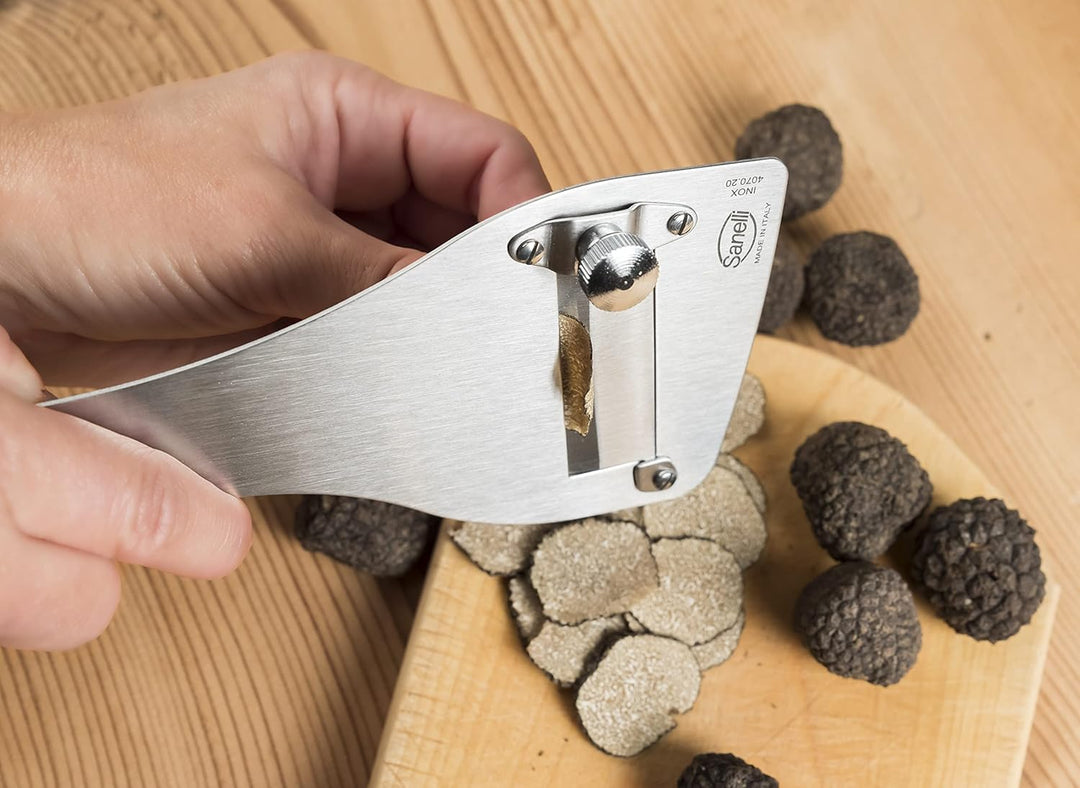 Sanelli, SAN-Slice Trüffelschneider Profi Trüffelschneider mit Schneidregler. Satinierte Oberfläche,
