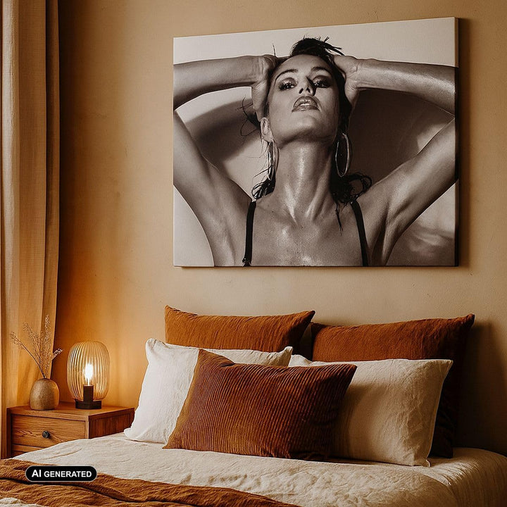 Bilder auf Leinwand 100x70cm Leinwandbild Frau Eleganz Sommer nass Gross Wanddeko Bild Schlafzimmer