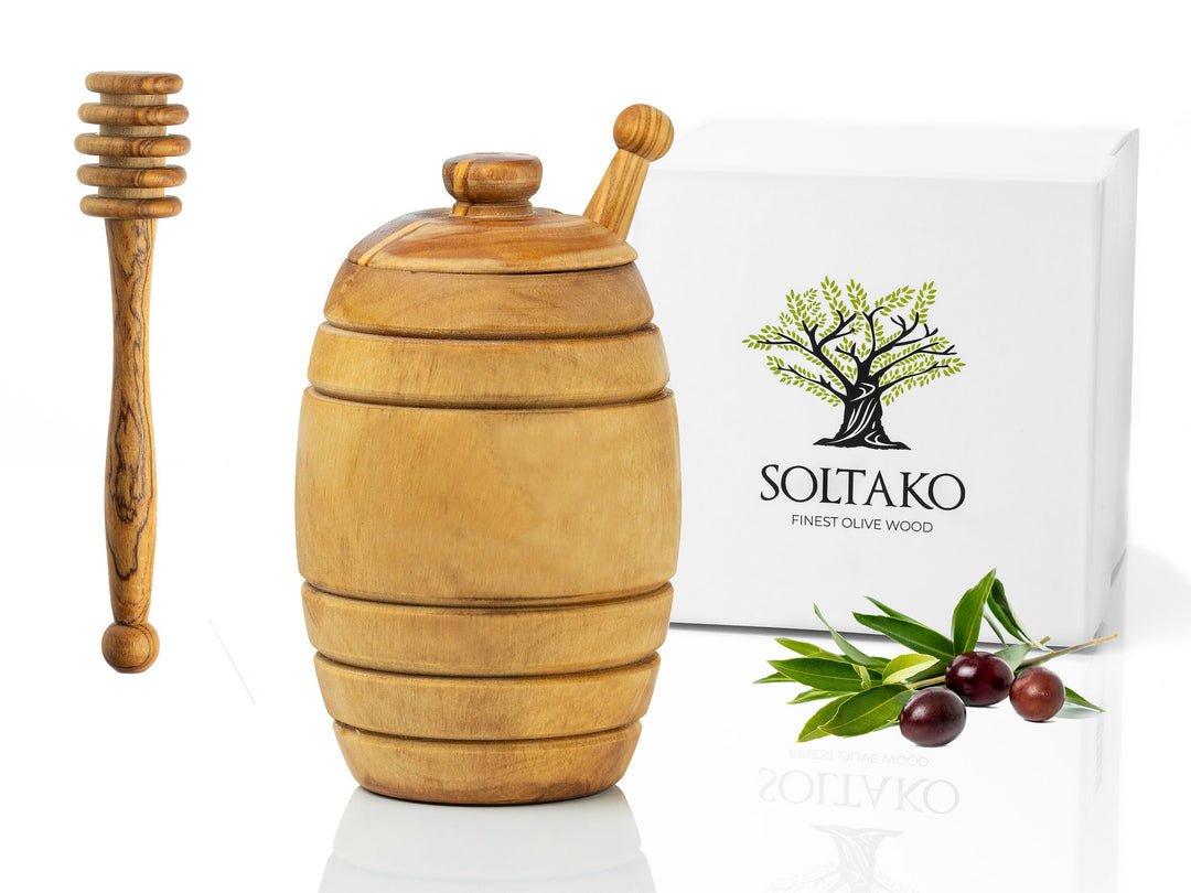 SOLTAKO Olivenholz Honigtopf/Honigbehälter Honey